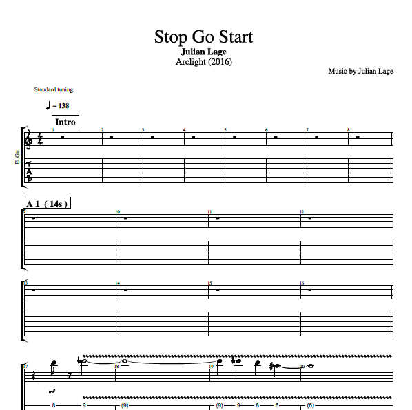 "Stop Go Start" by Julian Lage || Guitar + Bass: Tabs + Sheet Music/Score