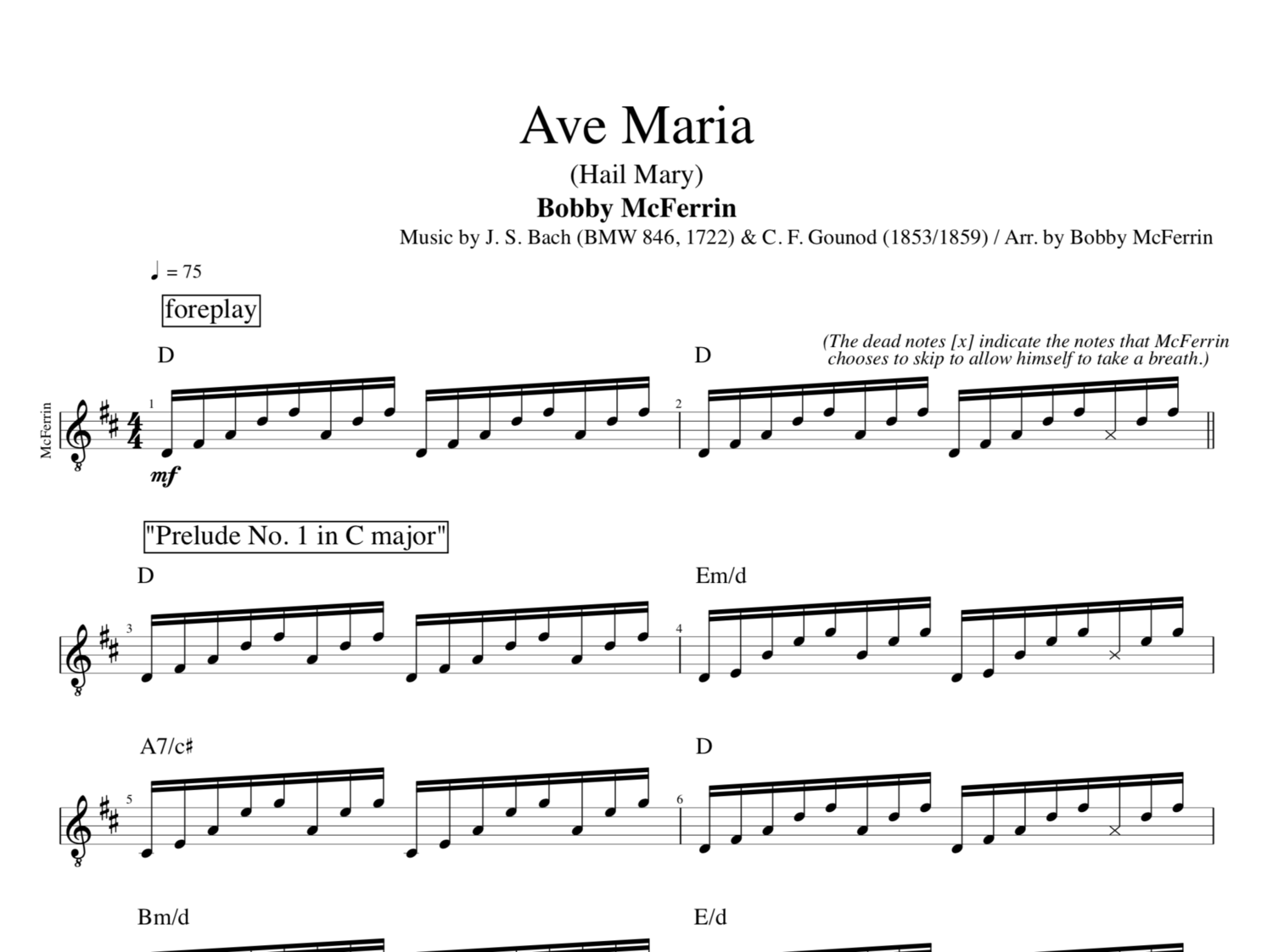 Ave Maria Bobby Mcferrin Vocal Sheet Music Score Chords Lyrics Play Like The Greats Com Ave Maria Bobby Mcferrin Vocal Sheet Music Score Chords Lyrics Play Like The Greats Com