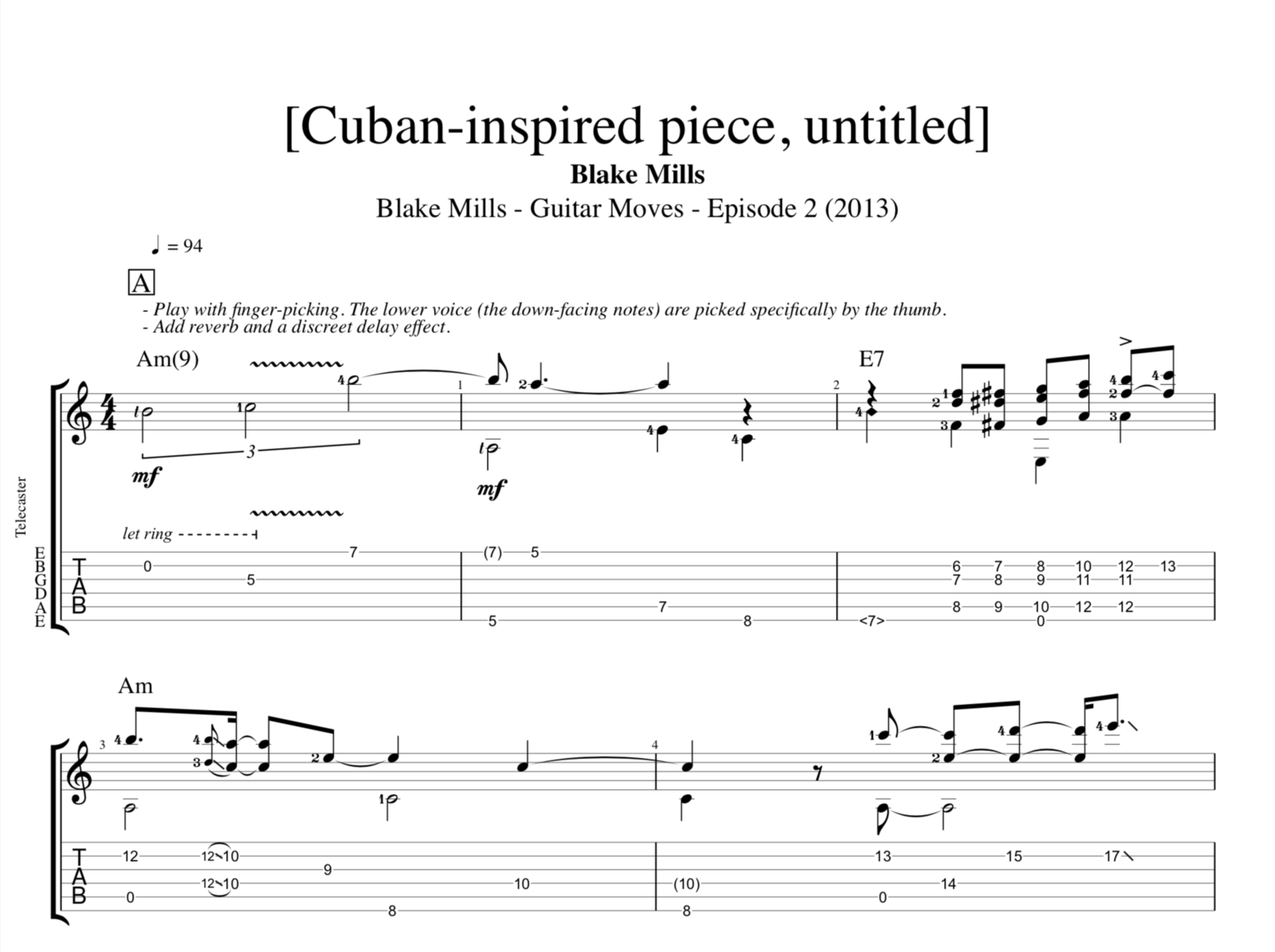 [Cuban-inspired piece, untitled] @ Guitar Moves, ep. 3, Blake Mills