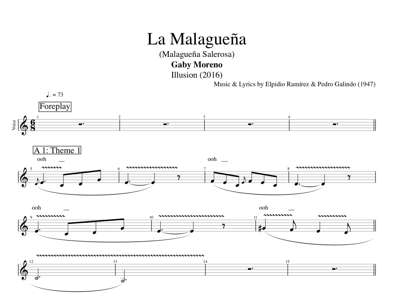 La Malaguena Illusion Gaby Moreno Guitar Voice Tab Sheet Music Score Chords Lyrics Play Like The Greats Com