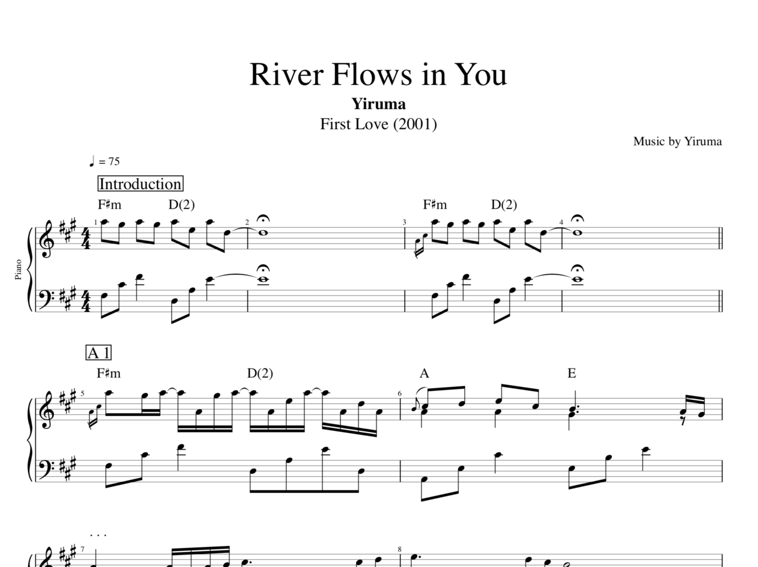 hidrógeno Egoísmo yo lavo mi ropa River Flows in You" · Yiruma || Piano Sheet Music — Play Like The Greats  .com