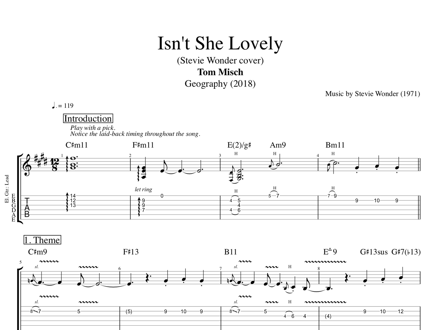 Isn T She Lovely Tom Misch Guitar Tabs Sheet Music Chords Play Like The Greats Com