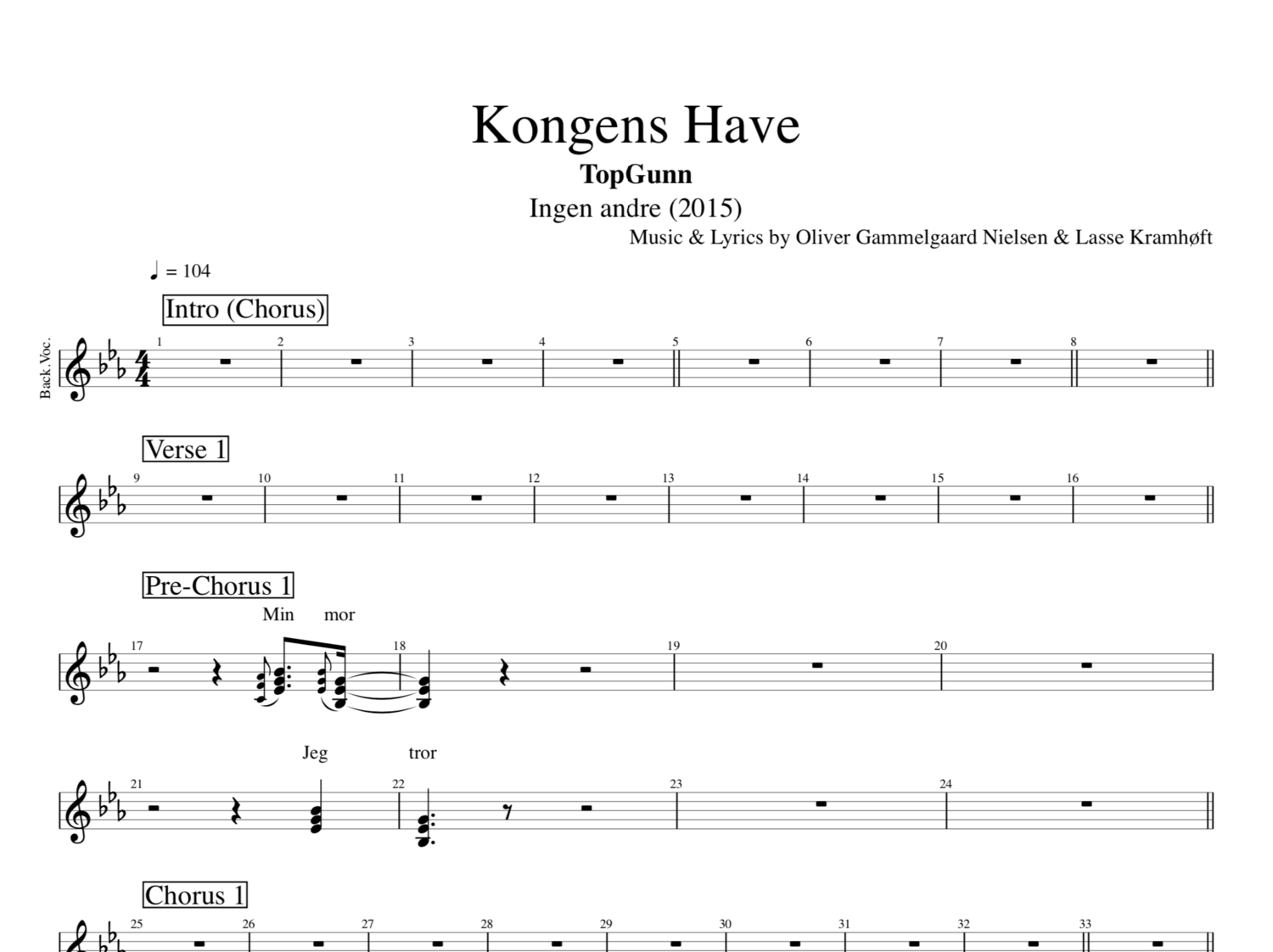 Kongens · TopGunn || Piano/Keys + Guitar + Brass + || Sheet Music + Tabs + Chords — Play Like The Greats .com