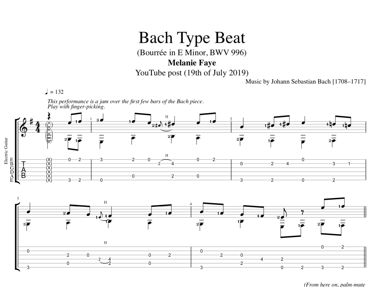 "Bach Type Beat" · Melanie Faye || Guitar: Tab + Music — Play Like The Greats .com