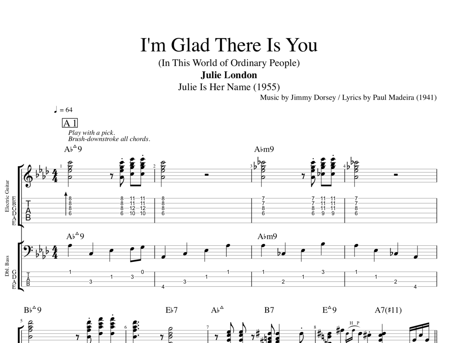 I M Glad There Is You Julie London Guitar Bass Tabs Chords Sheet Music Score Play Like The Greats Com