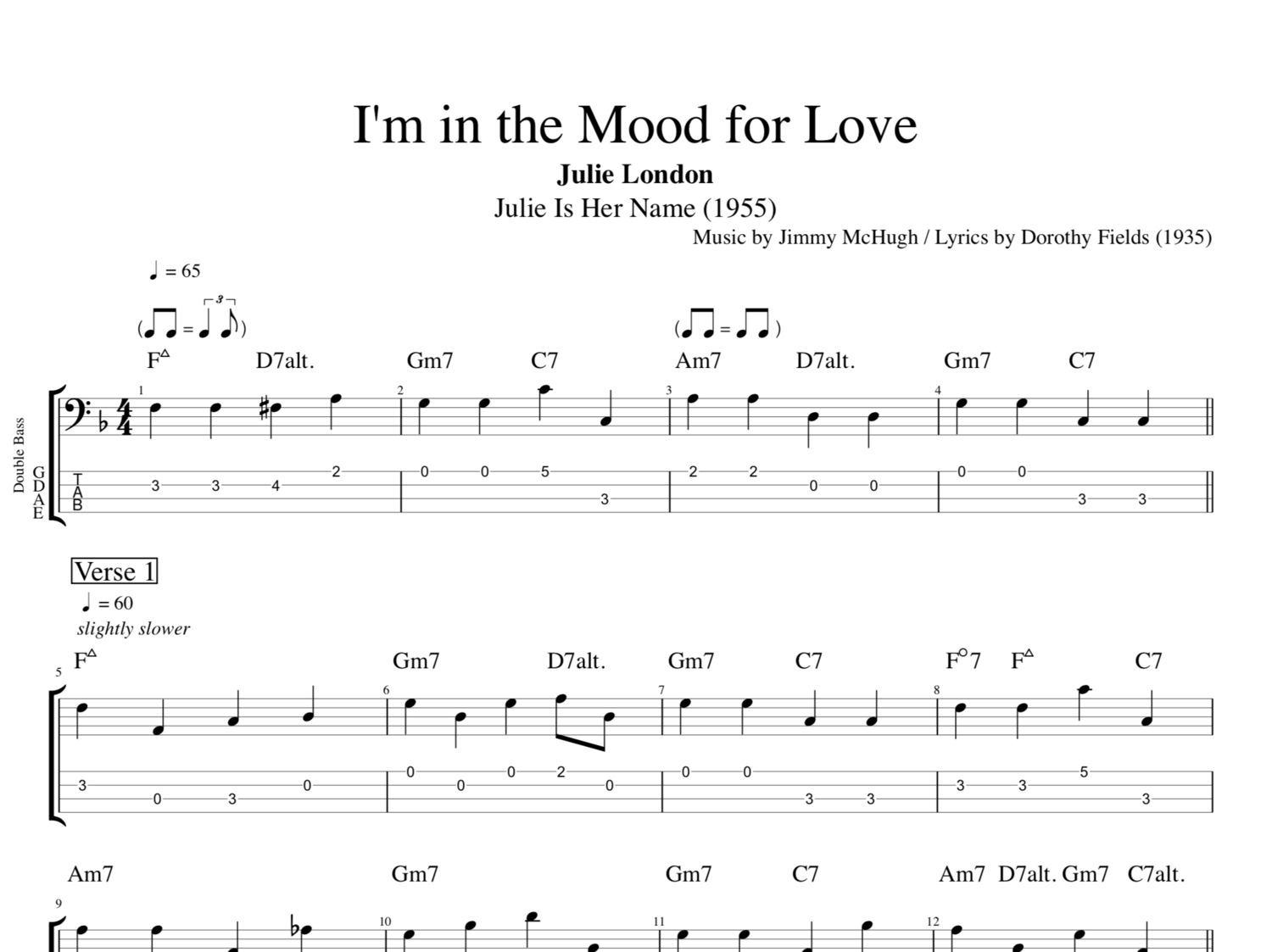 I M In The Mood For Love Julie London Guitar Bass Tabs Sheet Music Chords Score Play Like The Greats Com
