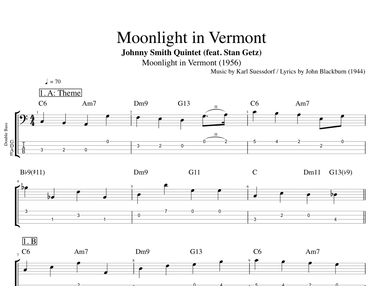 ボーカル ビッグバンド譜面：Moonlight In Vermont Moonlight In 