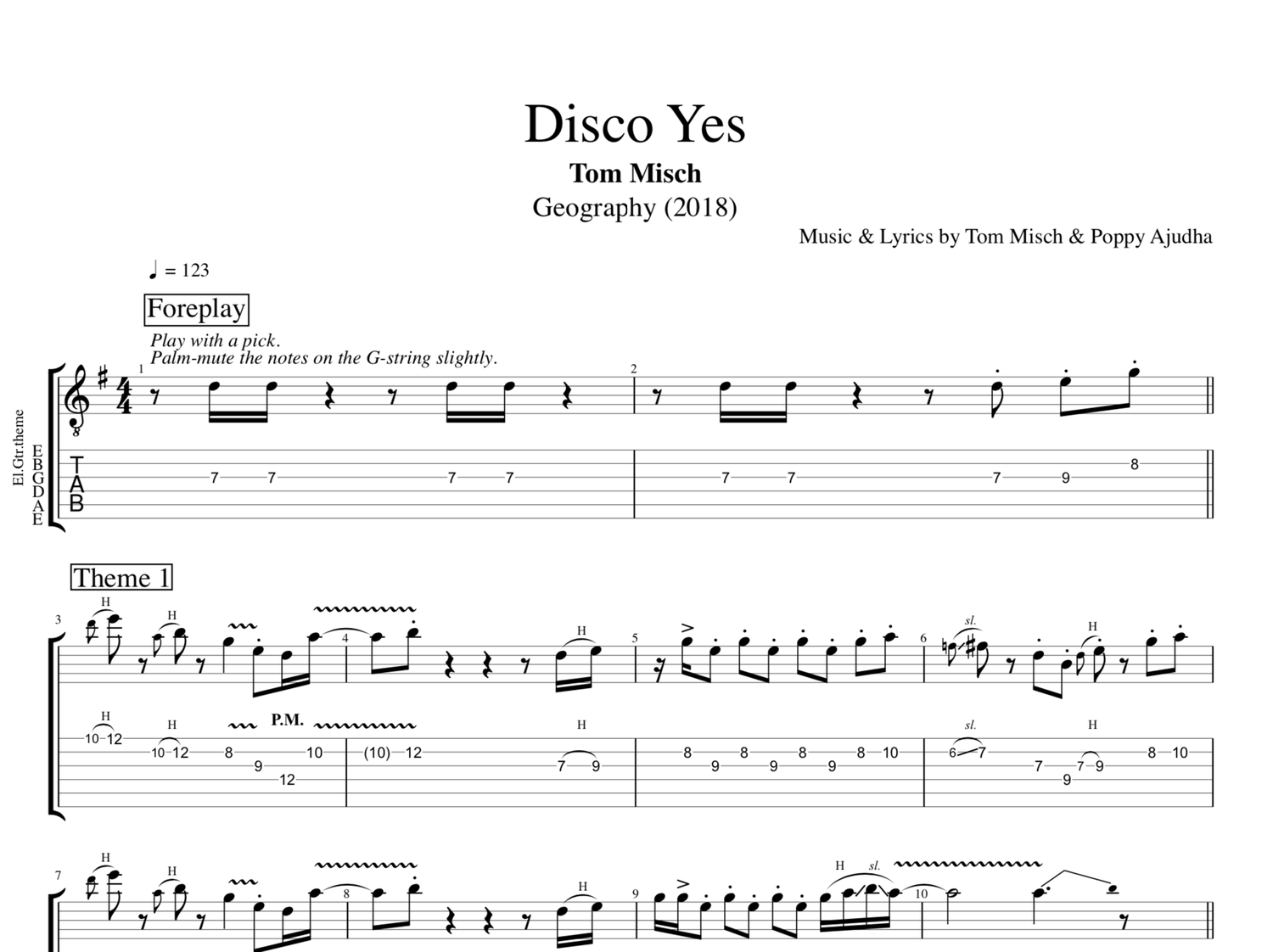 Tom Misch Disco Yes Bass Tab