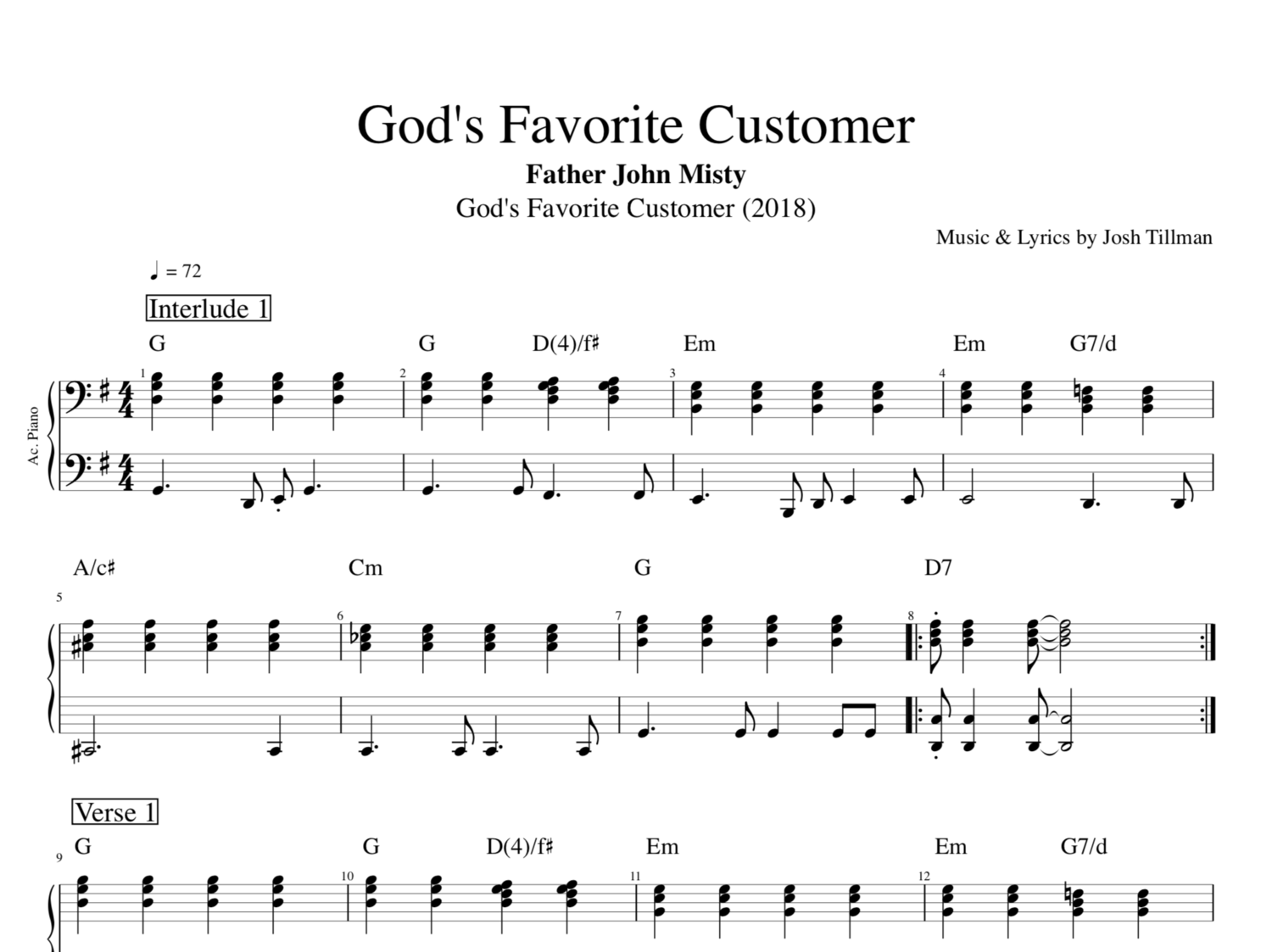 God's Favorite Customer · Father John Misty, Piano + Voice + Guitar