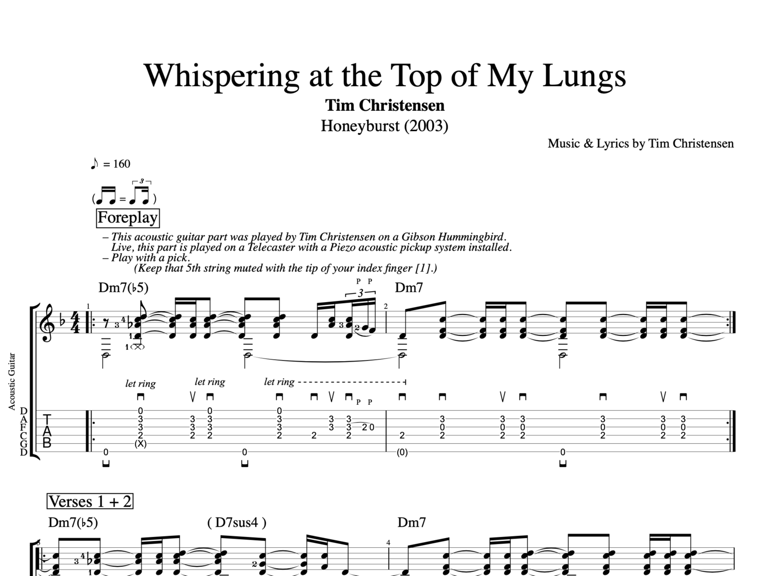 vej mytologi Kedelig "Whispering at the Top of My Lungs" · Tim Christensen || Guitar + Bass +  Keyboard || Tabs + Chords + Sheet music — Play Like The Greats .com