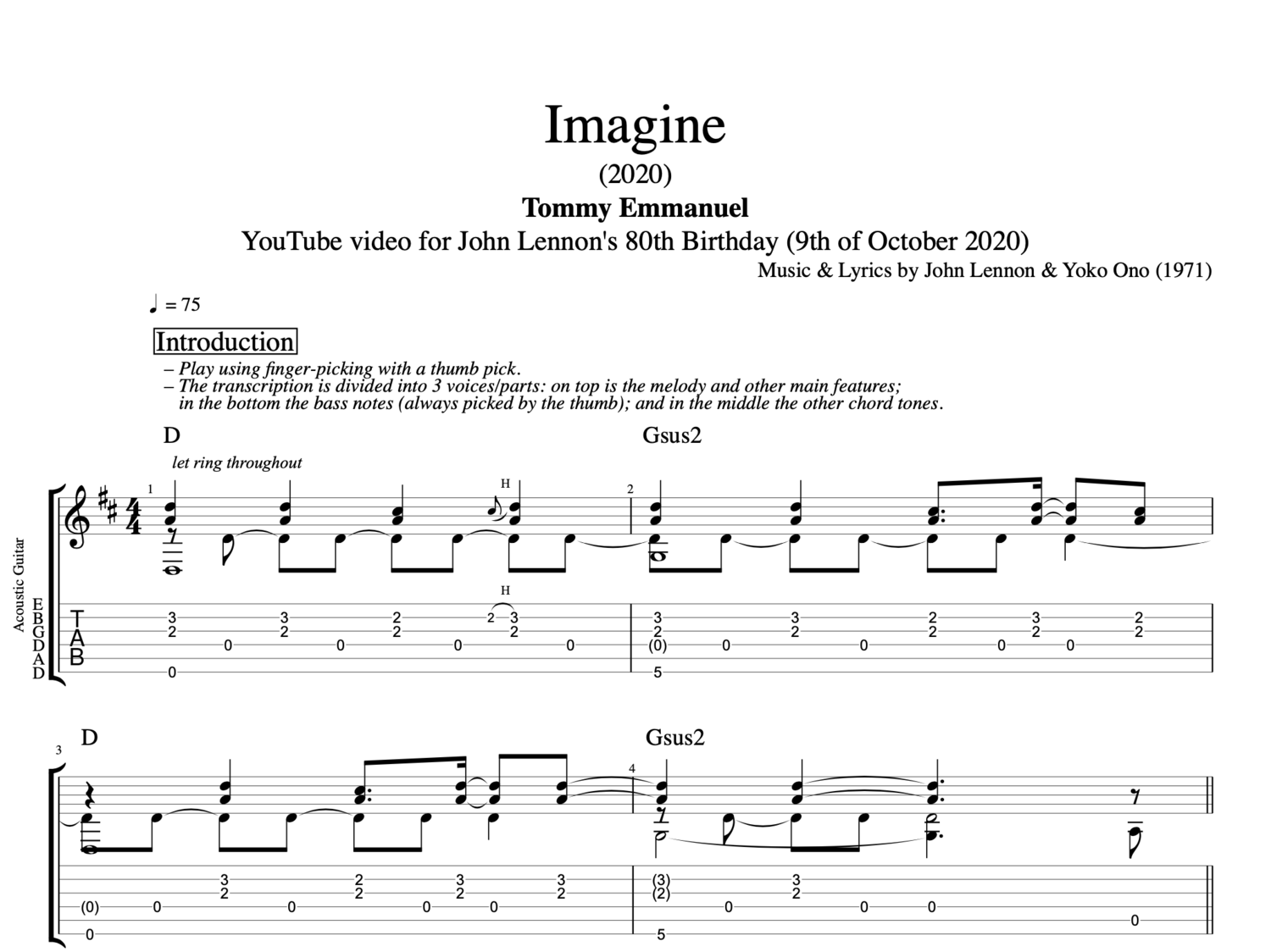 Imagine" (2020) · Tommy Emmanuel Guitar: Tab Music Chords — Play Like The Greats .com