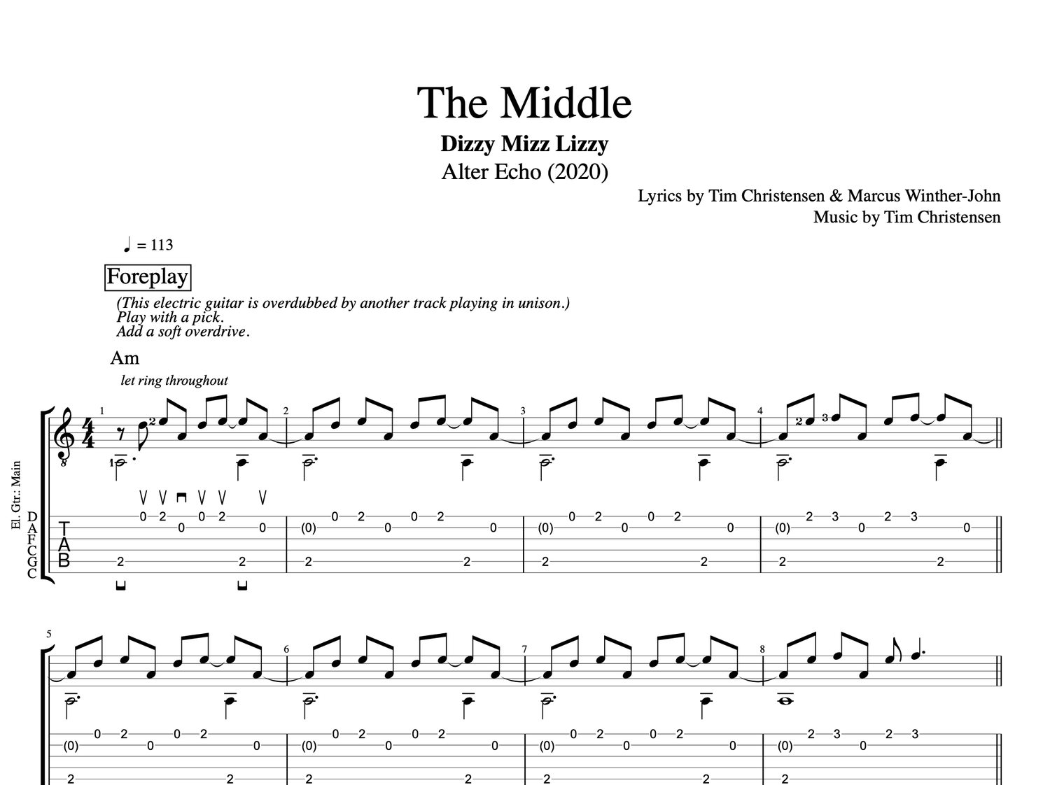 DIZZY MIZZ LIZZY バンドスコア TAB譜 ディジーミズリジー 楽譜】Dizzy 