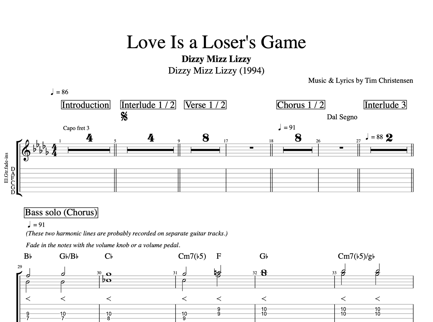 Play The Game sheet music for guitar (chords) (PDF) v2