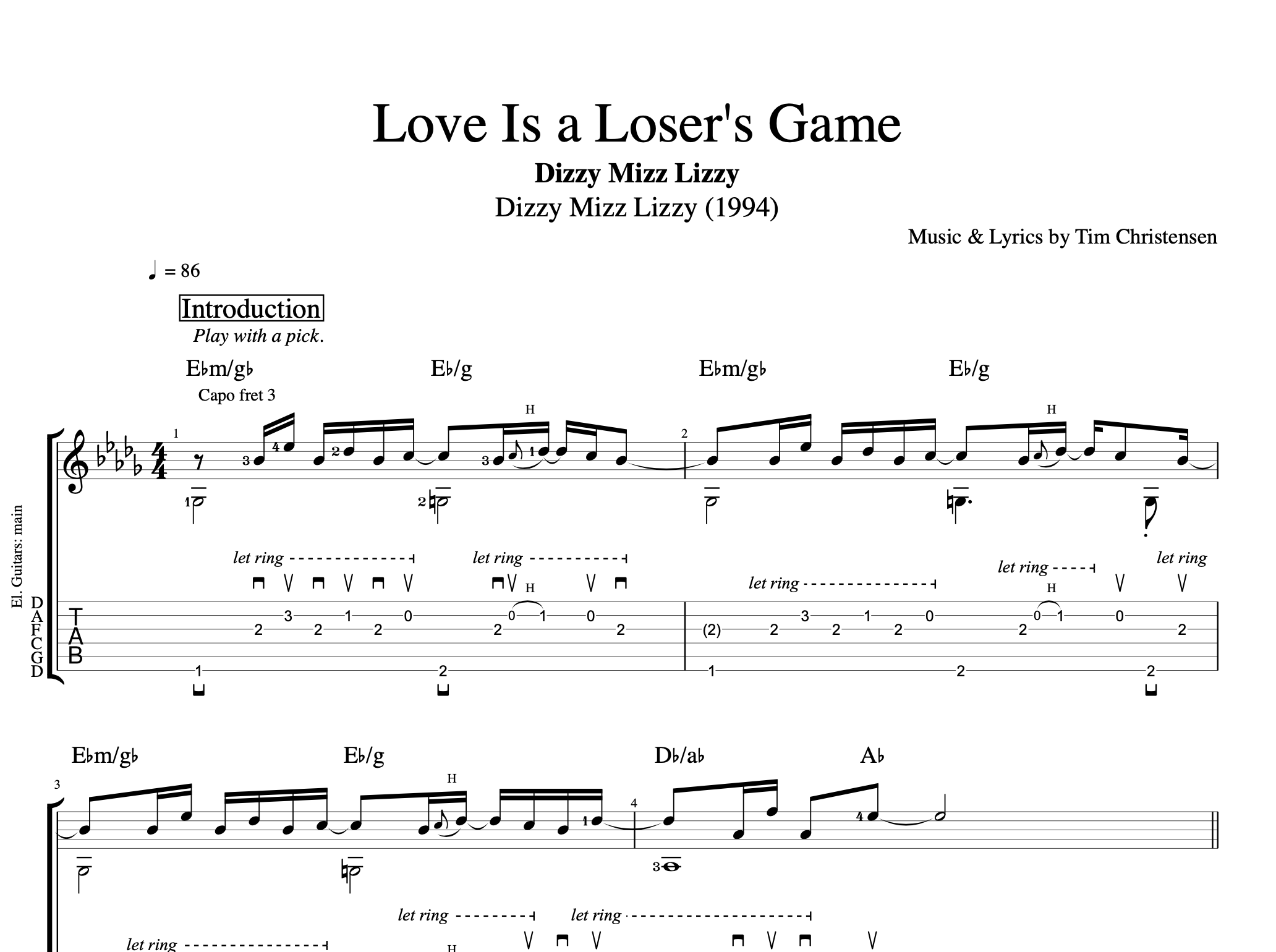 DIZZY MIZZ LIZZY バンドスコア TAB譜 ディジーミズリジー 楽譜】Dizzy 