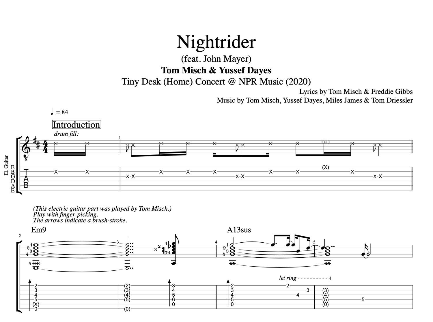 Nightrider Feat John Mayer Tiny Desk Concert Tom Misch Yussef Dayes 2 Guitars Vocals Tab Sheet Music Chords Lyrics Play Like The Greats Com Ultimate guitar pro is a premium guitar tab service, available on pc, mac. nightrider feat john mayer tiny desk concert tom misch yussef dayes 2 guitars vocals tab sheet music chords lyrics play like