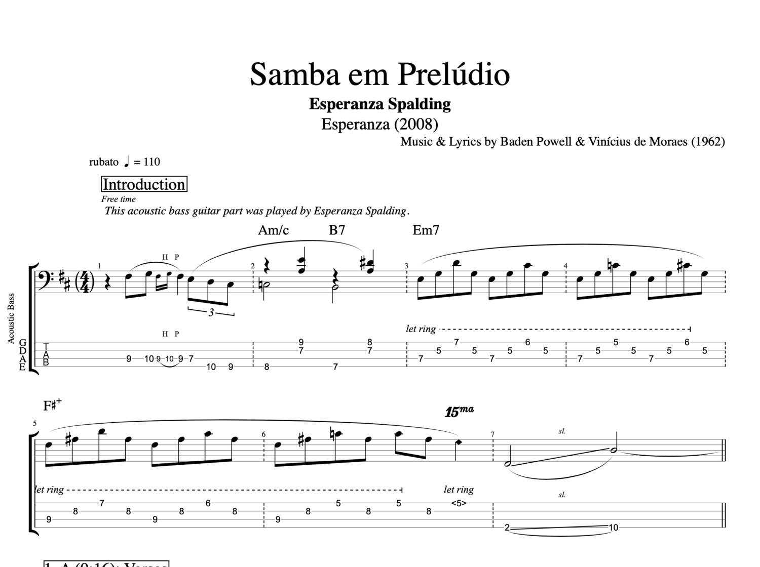 Samba em Prelúdio · Esperanza Spalding, Bass + Voice + Guitar