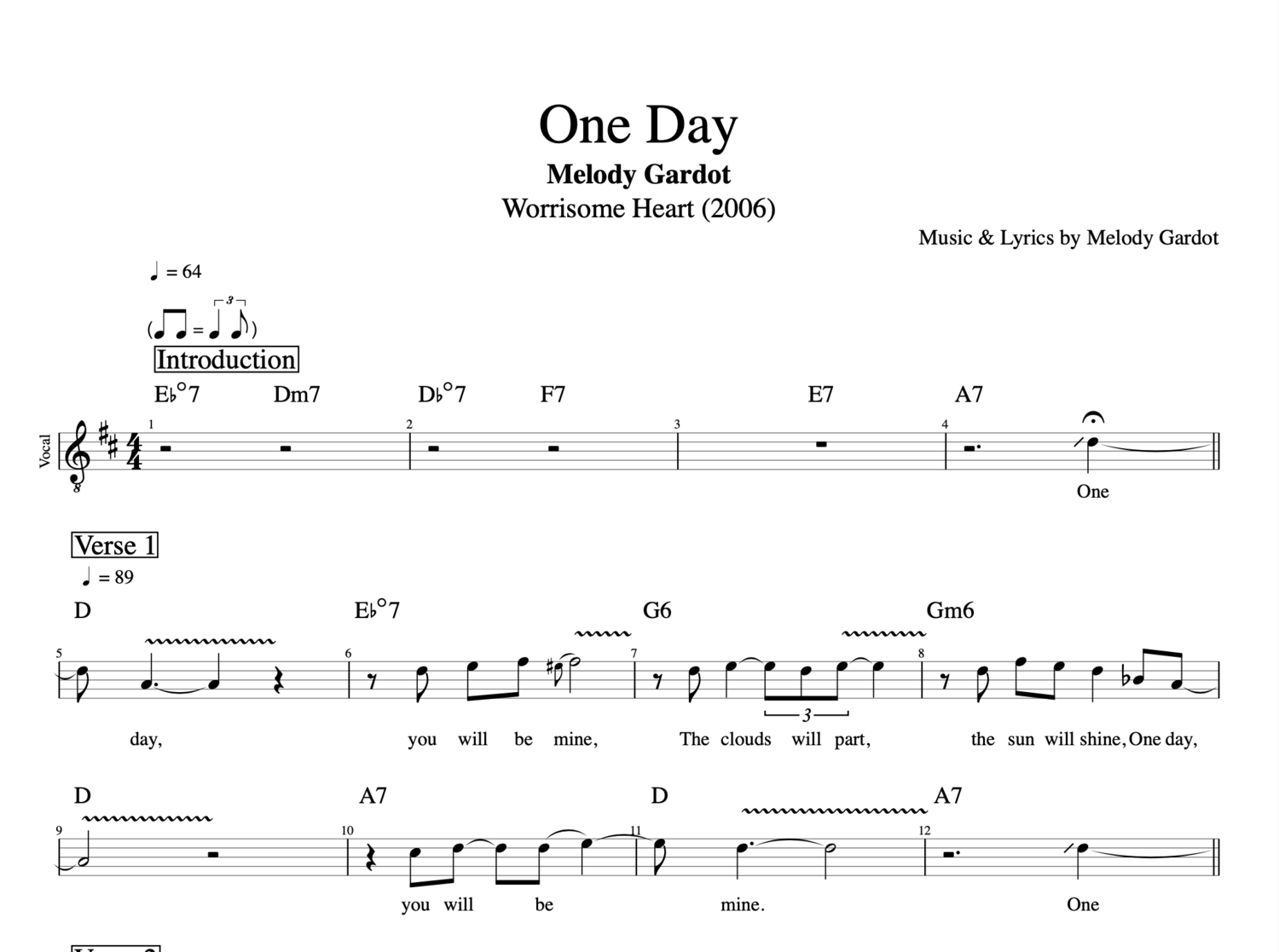 One Day Melody Gardot Guitar Voice Trumpet Tab Chords Sheet Music Lyrics Score Play Like The Greats Com