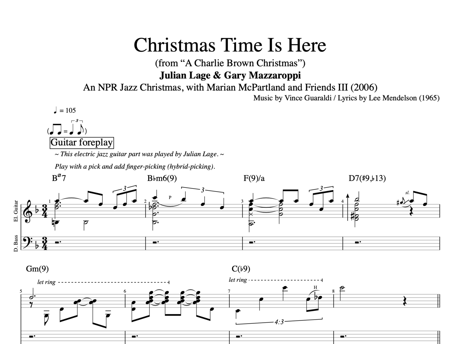 "Christmas Time Is Here" · Julian & Gary Mazzaroppi || Guitar + || Tabs + Sheet Music + Ch — Play The Greats .com