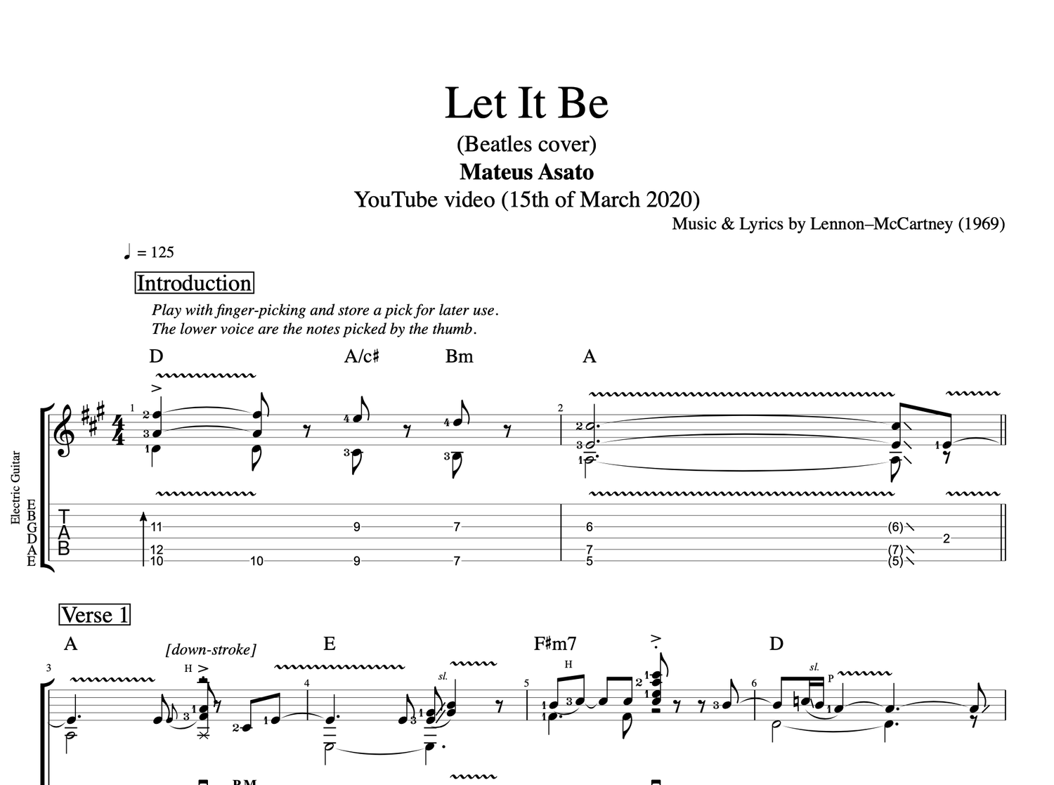 Let It Be" · Mateus Asato || Guitar: Tab + Sheet music + Chords — Play Like  The Greats .com