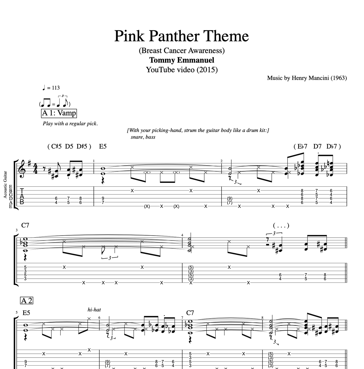 Other sheet music The Pink Panther (main theme) - Henry Mancini - easy  sheet music