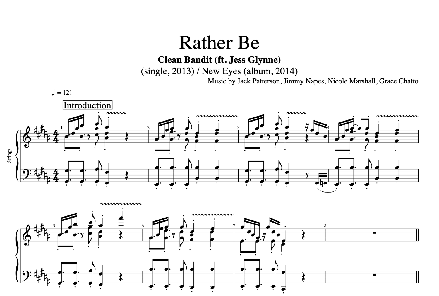 Rather Be" · Clean Bandit (ft. Jess Glynne) || Vocals Piano Bass  Strings || Sheet Music Lyr — Play Like The Greats