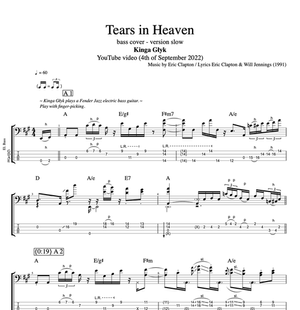 Eric Clapton - Tears in heaven (Bass Arrangement) Sheet music for Bass  guitar (Solo)