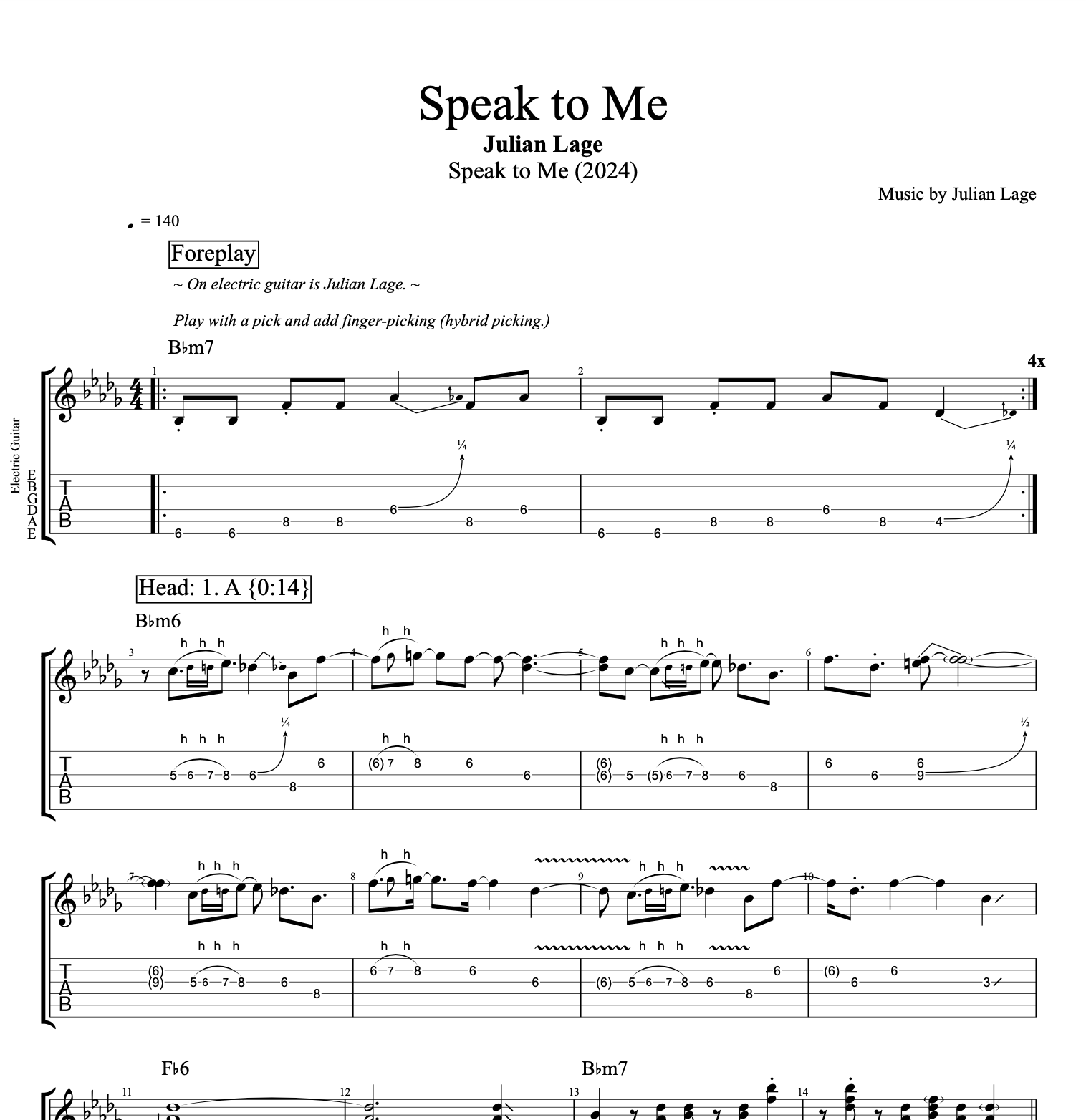 Speak to Me" · Julian Lage || Guitar: Tabs + Sheet Music + Chords