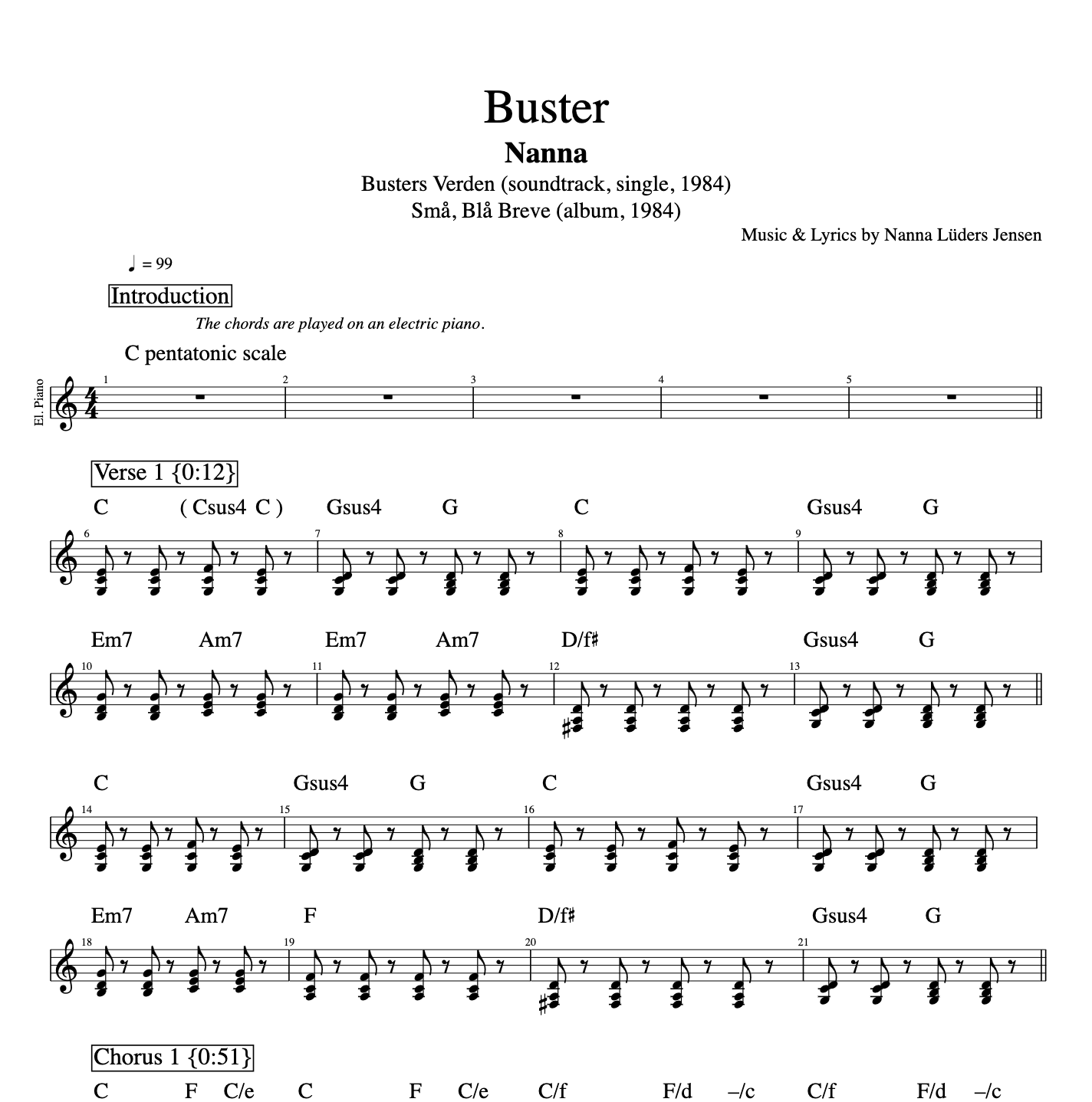 Buster P Nanna bass bas piano klaver akkorder chords sheet music node noder tab tabs guitar midi pdf xml pdf download playlikethegreats drums trommer vocal vokal sang lyrics tekst words stemme sanger kor backing.png