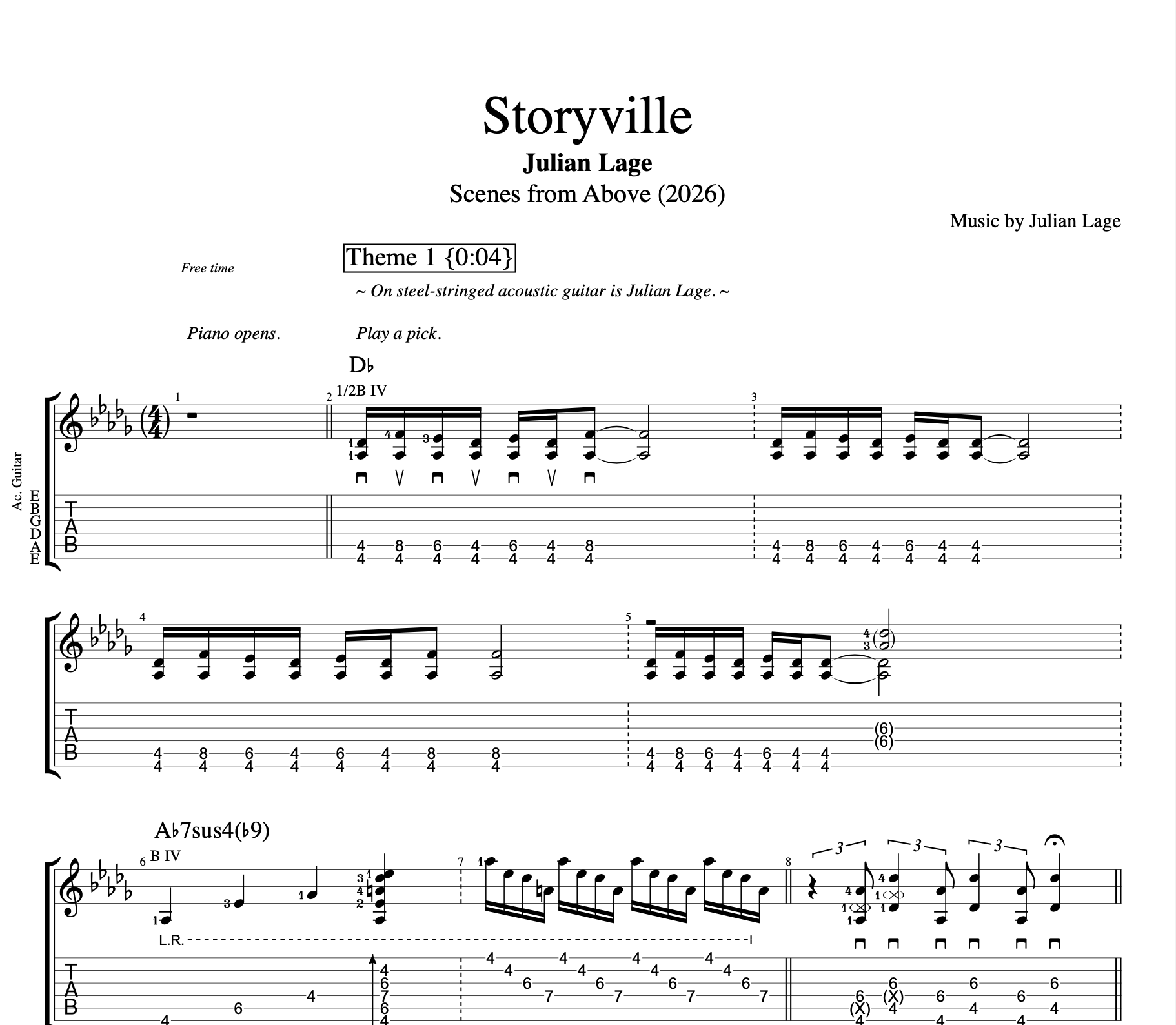 "Storyville" · Julian Lage || Guitar: Tabs + Sheet Music + Chords