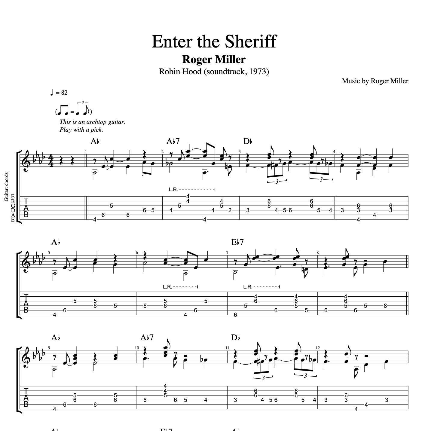playlikethegreats Gc Enter the Sheriff Robin Hood Roger Miller tab tabs sheet music transcription chord chords download file mp3 pdf midi xml score acoustic guitar bass electric.png