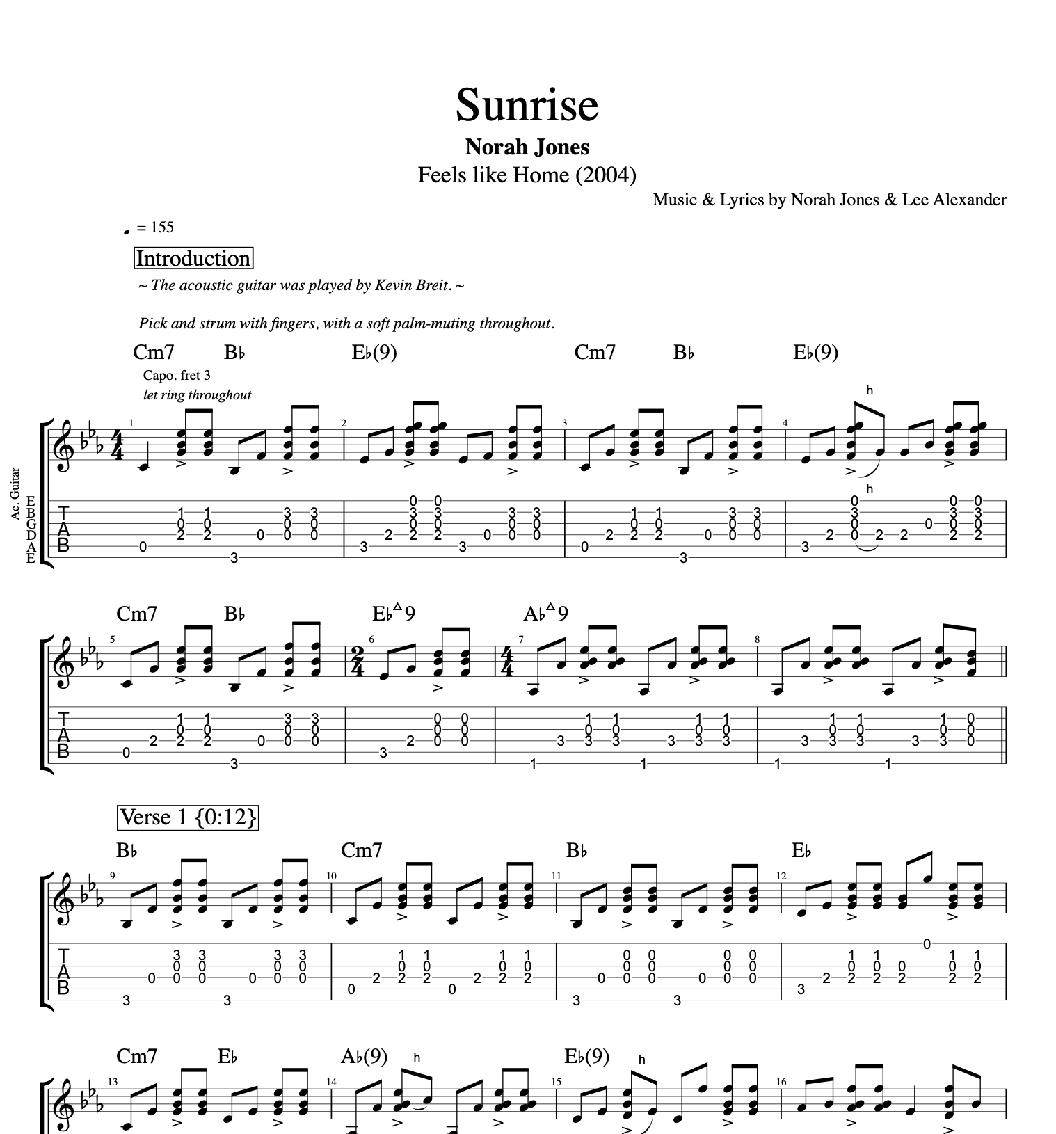 Norah Jones G Sunrise piano sheet music transcription upright double bass tab tabs score pdf midi xml mp3 download file buy backing vocal vocals lyrics words acoustic guitar.png
