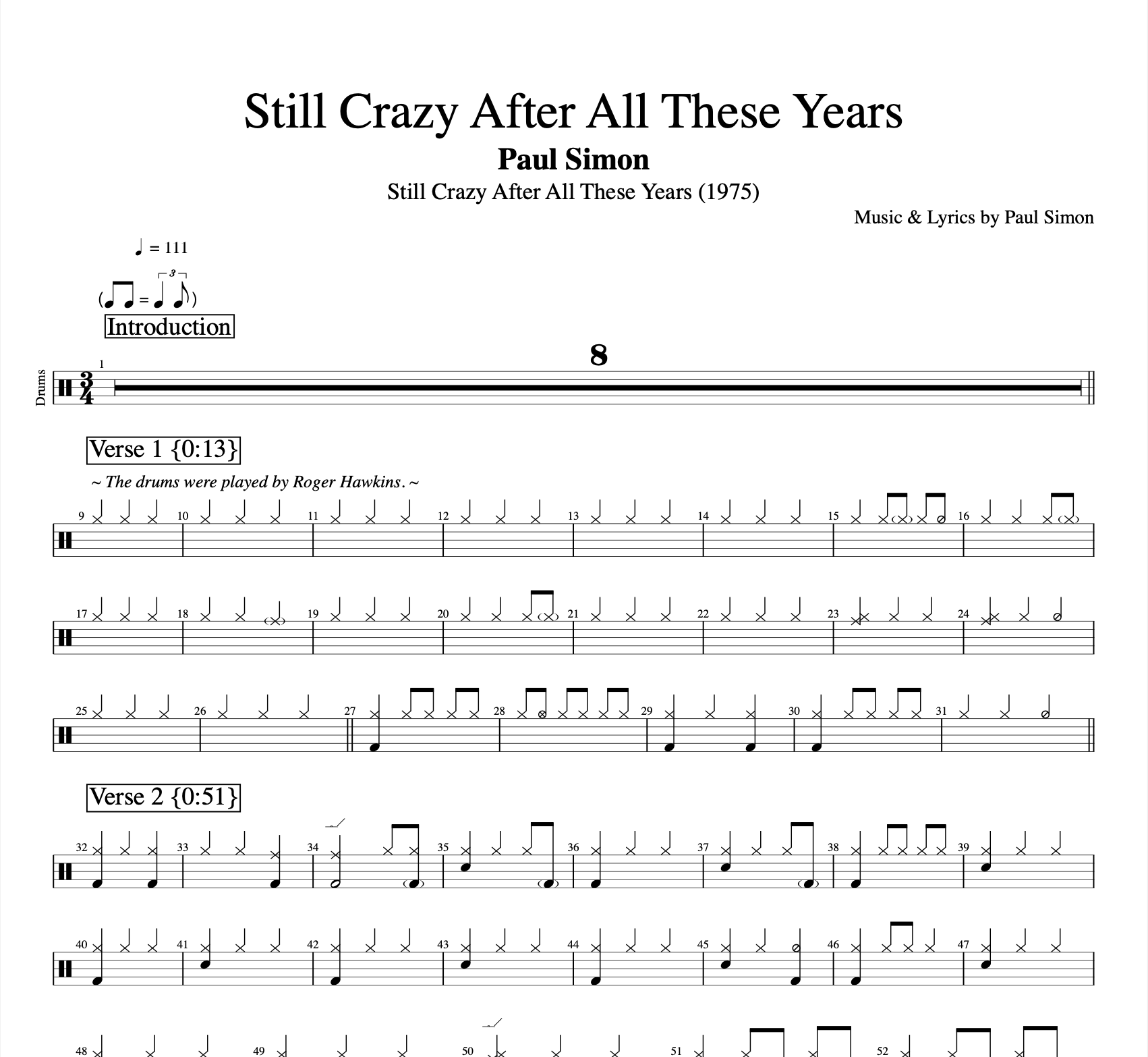 Still Crazy After All These Years D Paul Simon electric bass flute tenor saxophone voice vocal lyrics words tab tabs chord chords music sheet transcription how to playlikethegreats piano keyboard keys rhodes drums.png