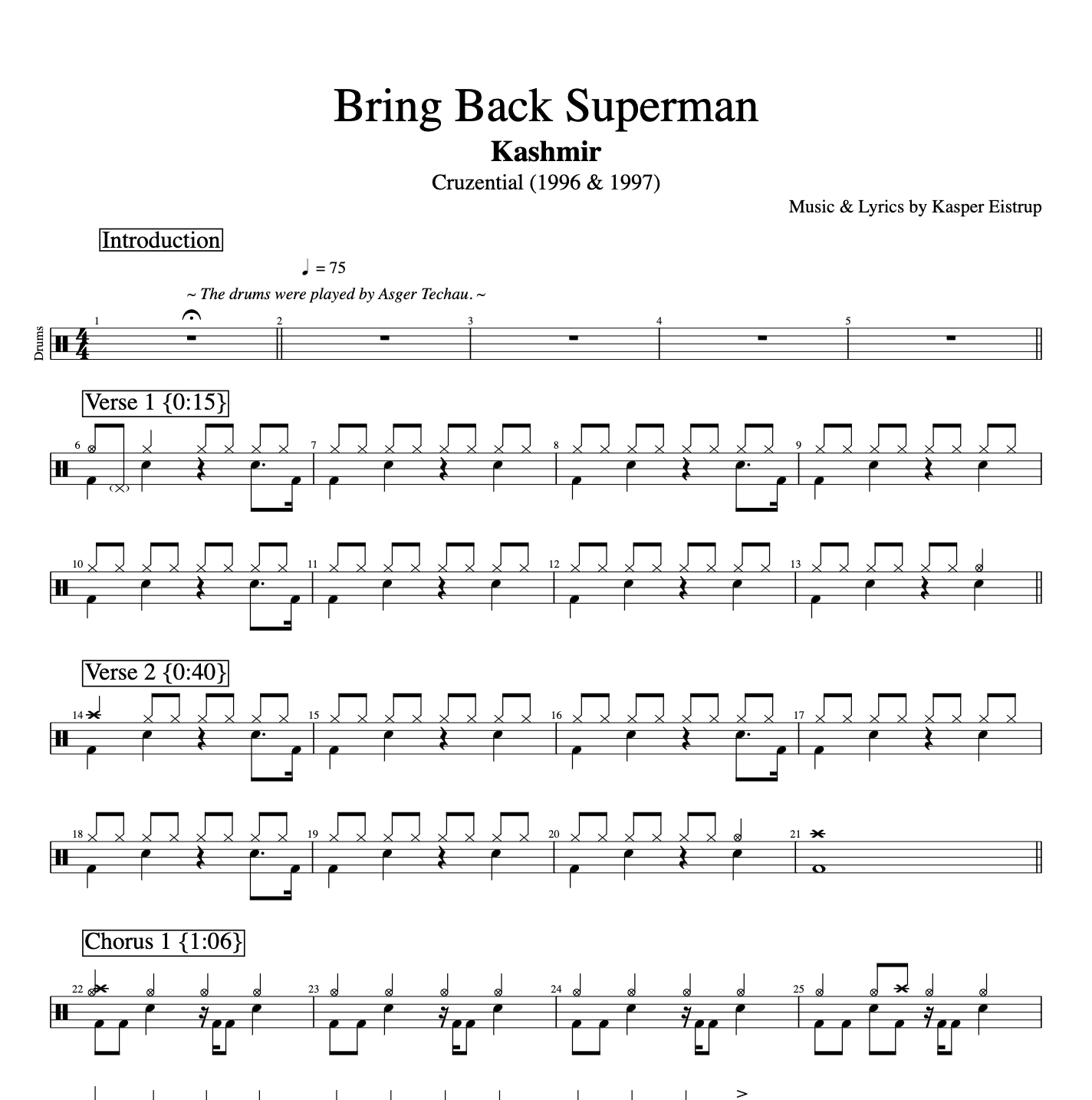 playlikethegreats.com D Kashmir Bring Back Superman drums trommer sheet music noder electric bass bas guitar vocal vocals vokal sang words lyrics chords transcription transskription download file mp3 midi xml pdf.png