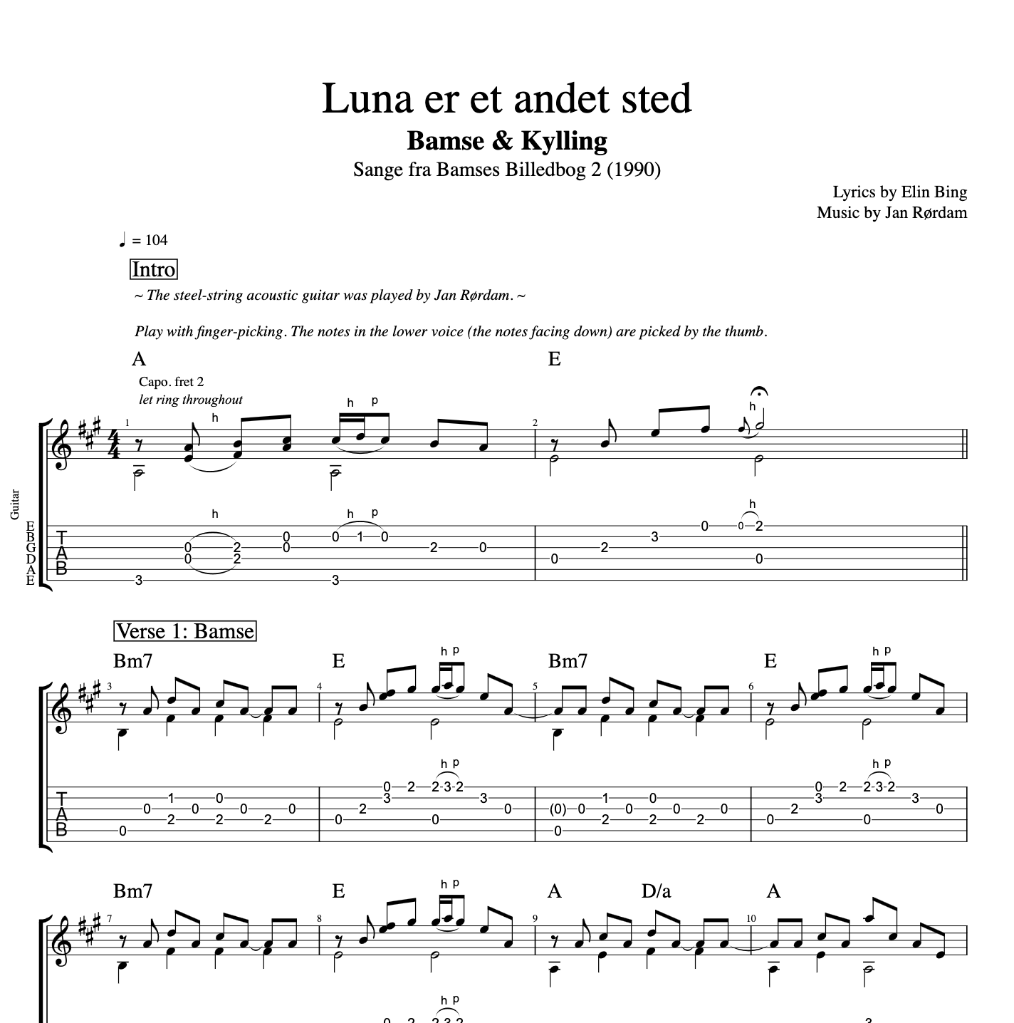 playlikethegreats Luna er et andet sted Bamse Kylling og guitar vocal vocals sang sanger vokal node sheet music noder tab tabs keyboard piano pad chords becifringer akkorder transcription transskription pdf midi xml file download mp3.png