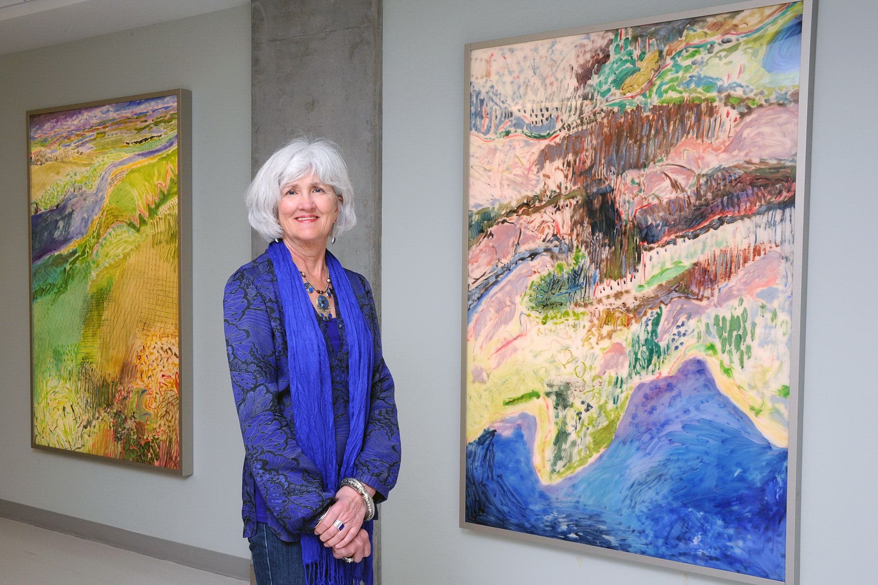 Lynn Malin with 2 Light Boxes installed Royal Alexandra Hospital