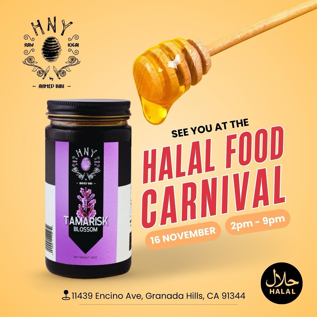 Stock up on your favorite honey including our Sage, Tamarisk , and the 4 flavor gift box tomorrow at the Islamic Center of Northridge. Join us for great food, sugarcane juice and local raw honey. Winter is coming