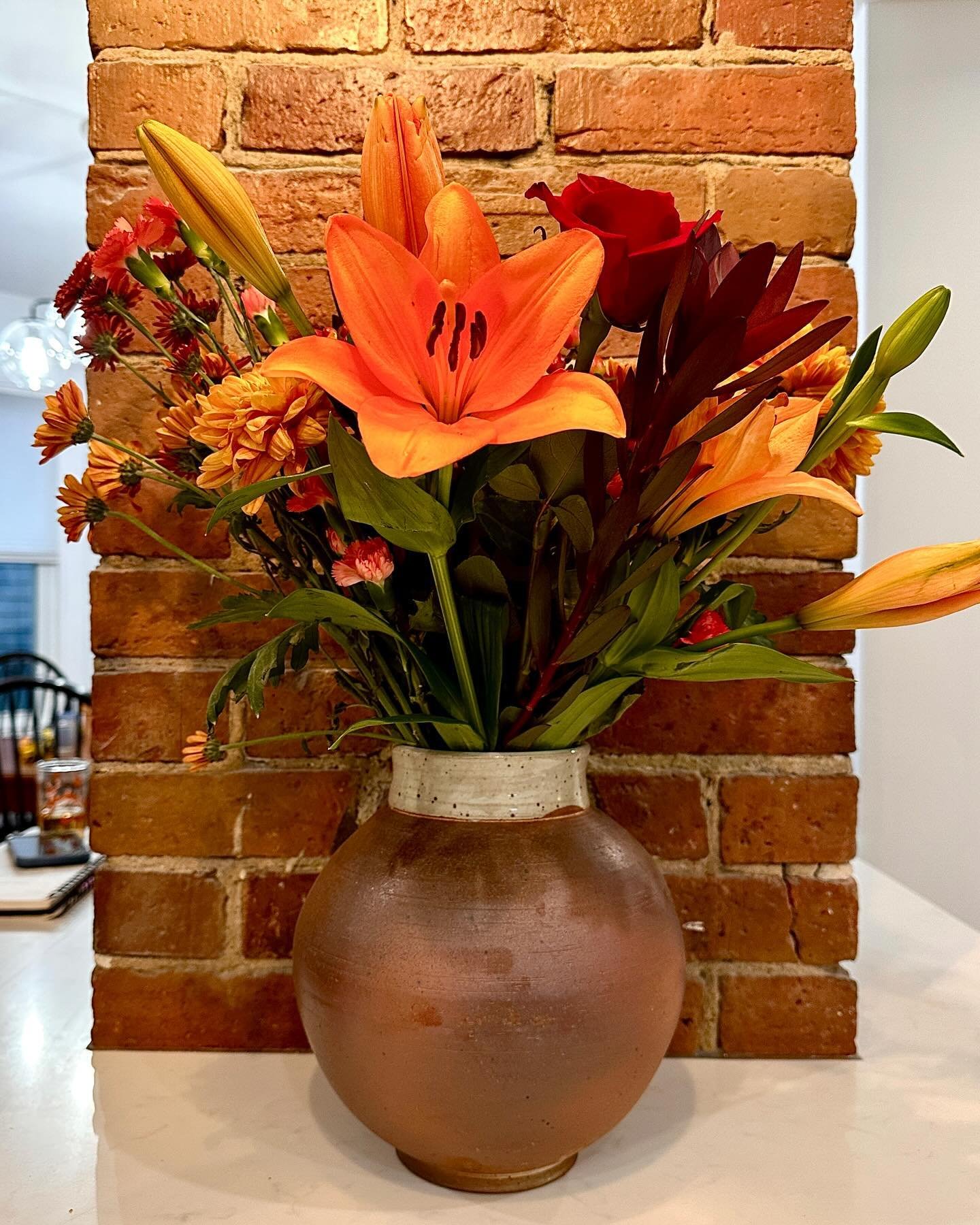 Happy Thanksgiving 🦃 #potsinaction #vase #ceramics #stoneware #woodfiredceramics