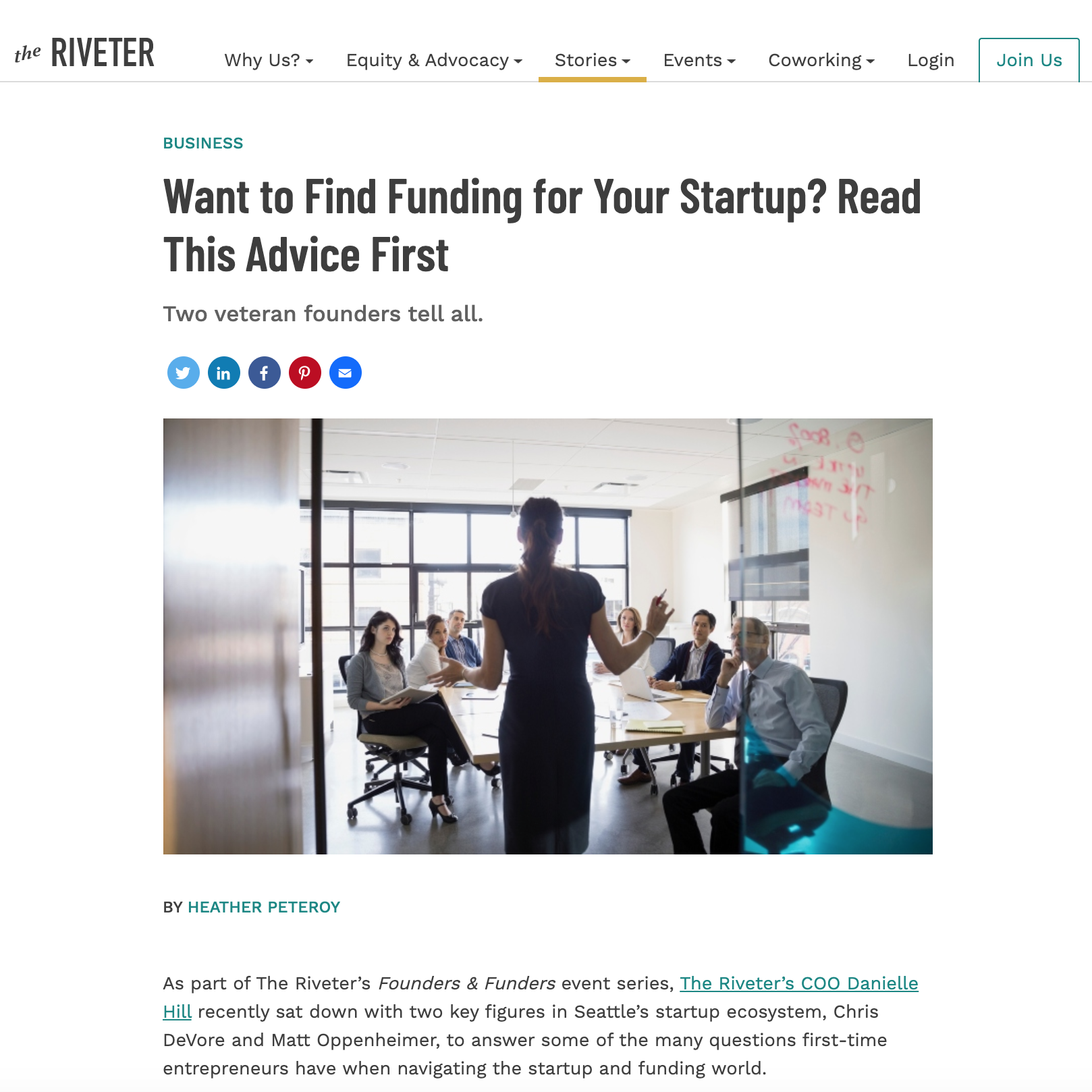 Link to full article The Riveter - Funding