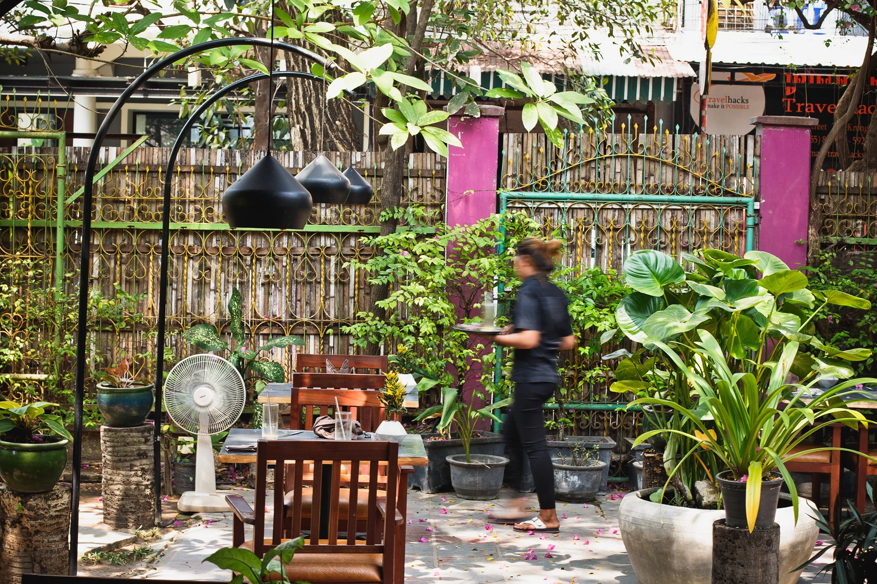 This is a good place to enjoy your meal, prepared on the organic vegetables growing 20 meters from where you sit.