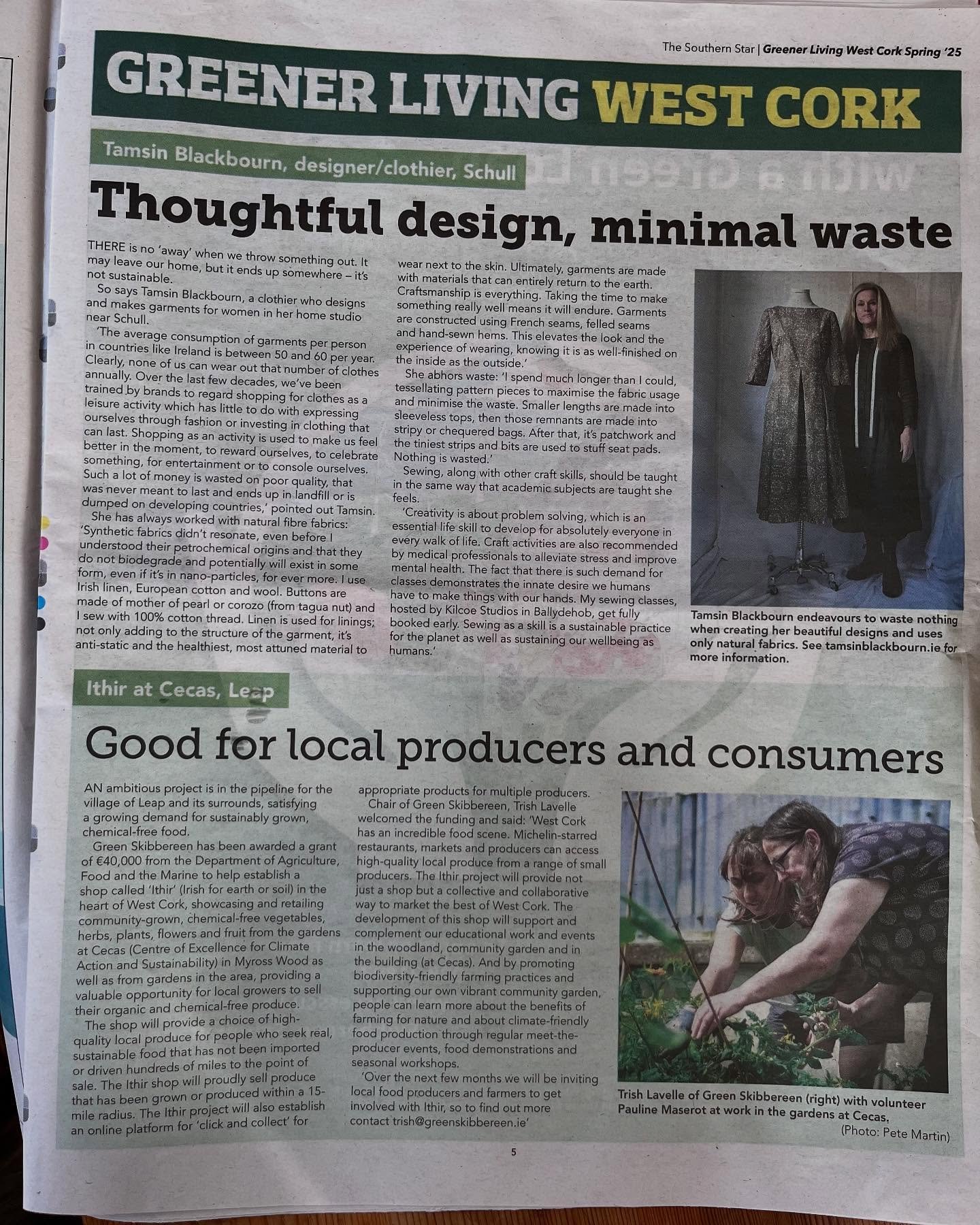 This weeks @southernstarirl includes the Spring Greener Living edition and I&rsquo;m delighted to be featured.  I&rsquo;m in great company, sharing a page with @redlavelle of @cecas.ie , as well as many others in West Cork making a difference by bein