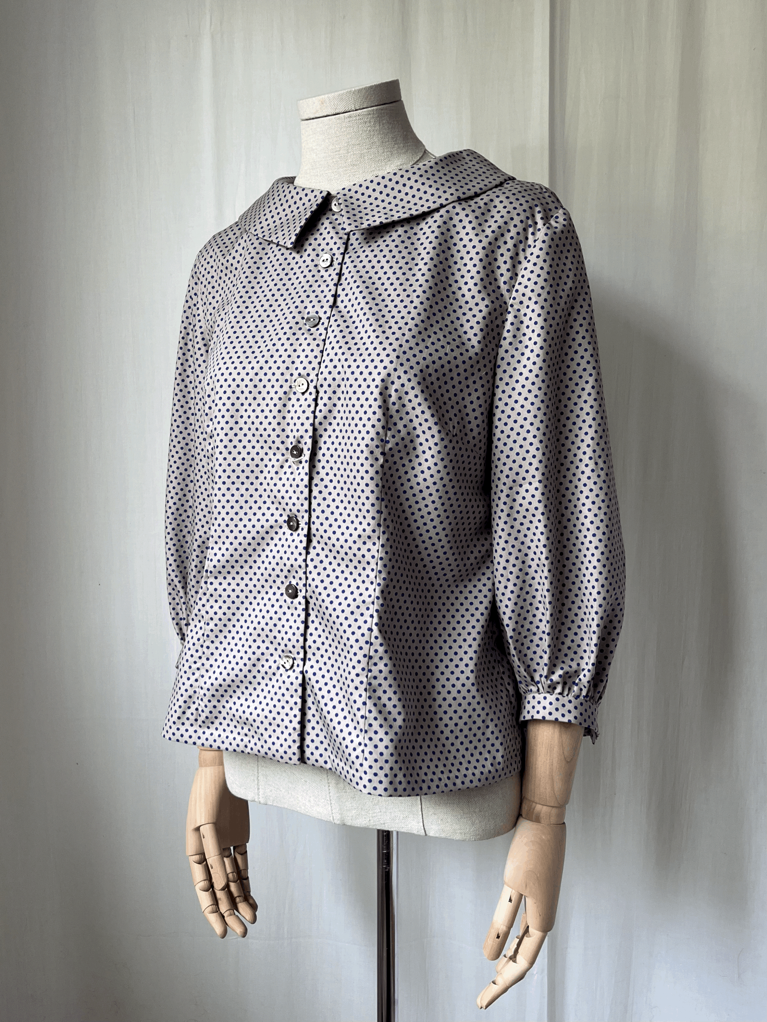 Tamsin Blackbourn greta blouse dotty china blue