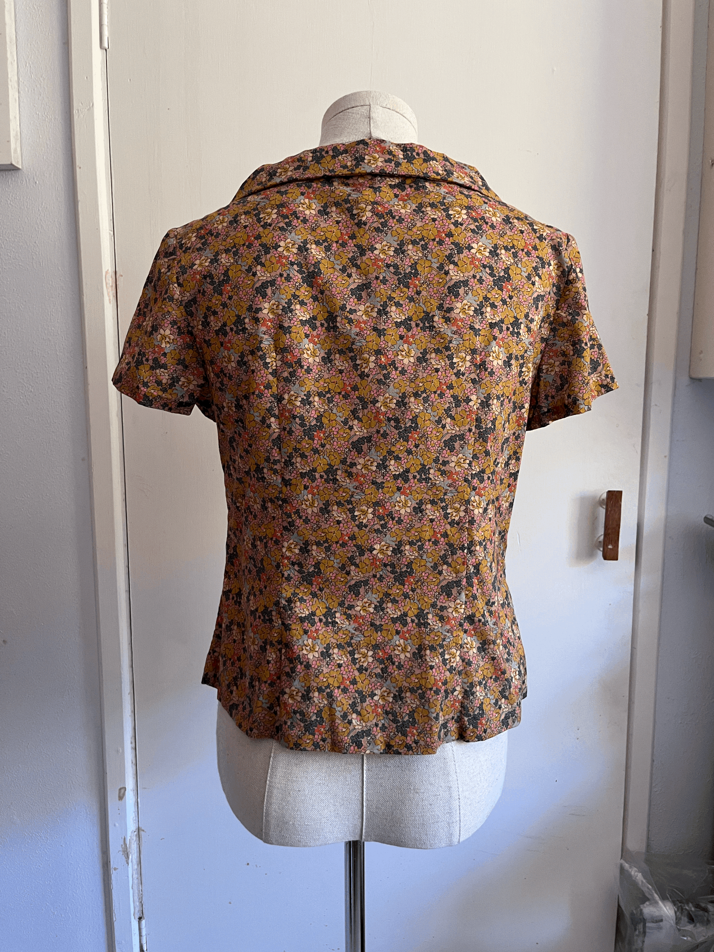 Sarah Blouse - amber ditsy cotton print