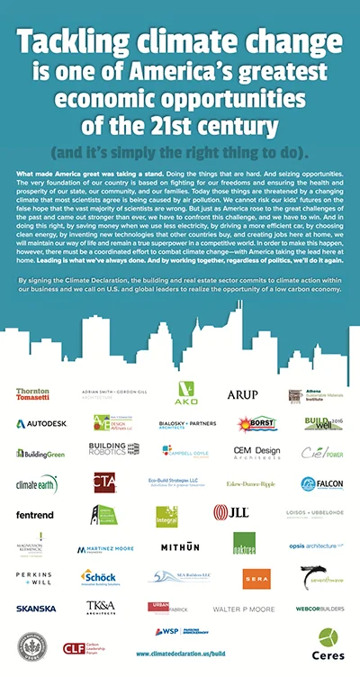 Building and Real Estate Companies Join Call for Action on Climate Change