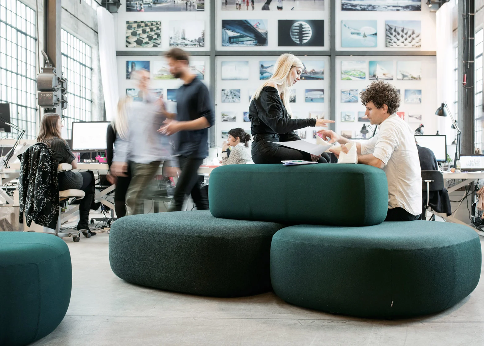  Modular Ø Sofa by Kilo Design is formed of three lozenge-shaped cushions