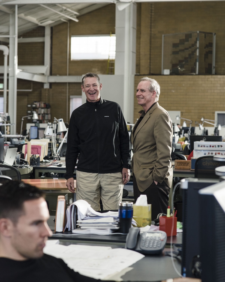 James Timberlake and Stephen Kieran stand in the second-floor studio space of their 63,000-square-foot office. Photography by Christopher Leaman