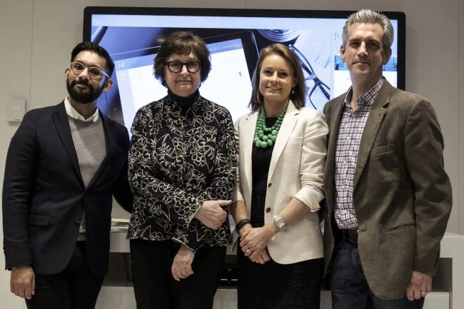 Publisher and editor in chief Susan S. Szenasy with panelists Kelly Funk, Adrian Parra, and Randall A. Whinnery at the Meadows Office Interiors showroom for the State of Design: Where We Work discussion on hacking design.   Photography by …