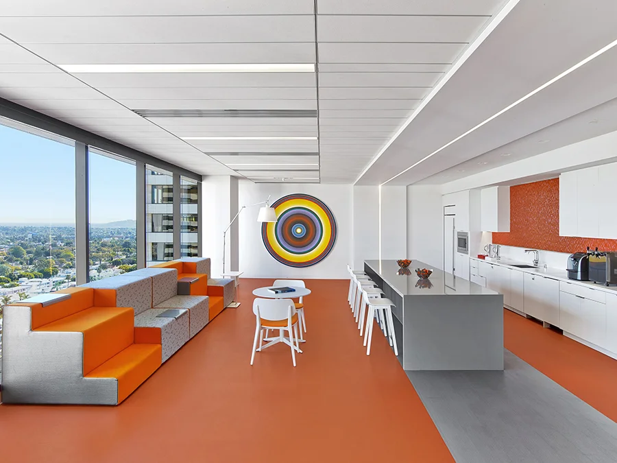 Gather, manufactured by Allsteel, supports collaboration and multifunctional use. Courtesy Rainlight