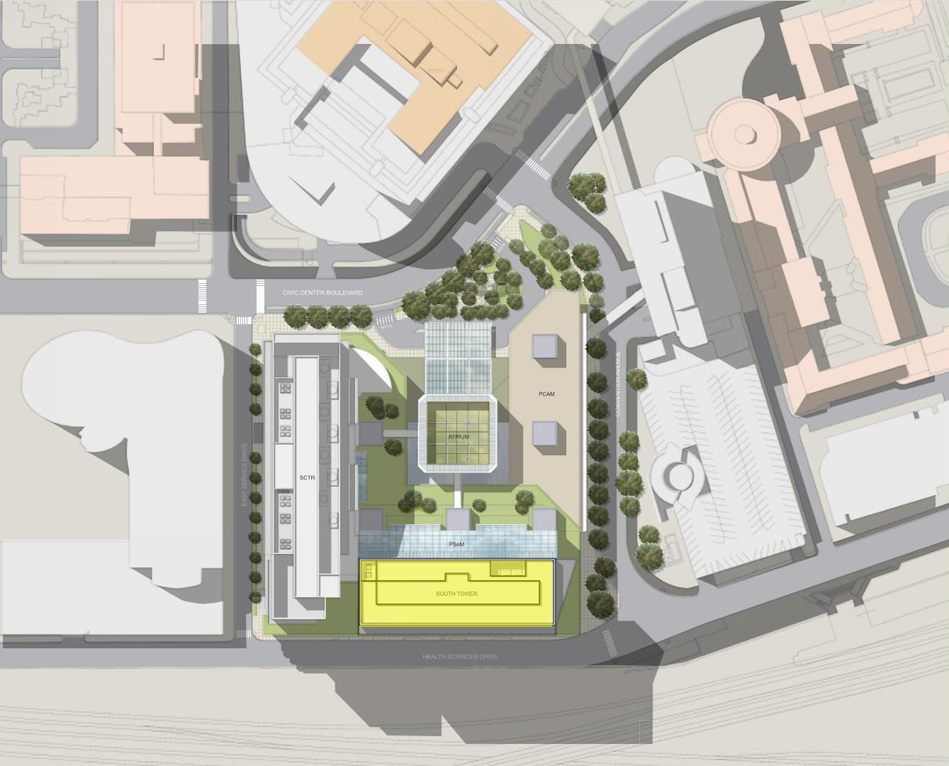 The CACT (located in the South Tower, highlighted) is completely interconnected to the larger immunotherapy program at Penn Medicine and enveloped by the greater university campus