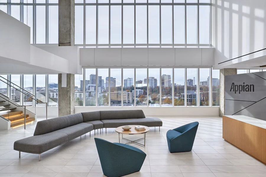 Interiors for a Virginia Tech Company’s New Office Visually Interpret the Cloud