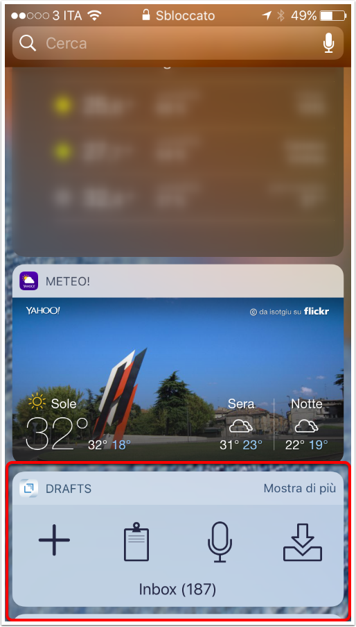L'interfaccia del Widget